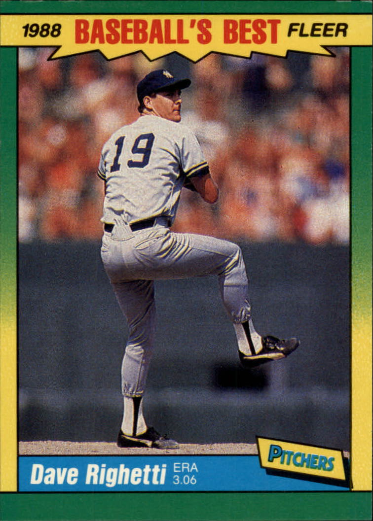 1988 Fleer Sluggers/Pitchers Baseball Cards    033      Dave Righetti